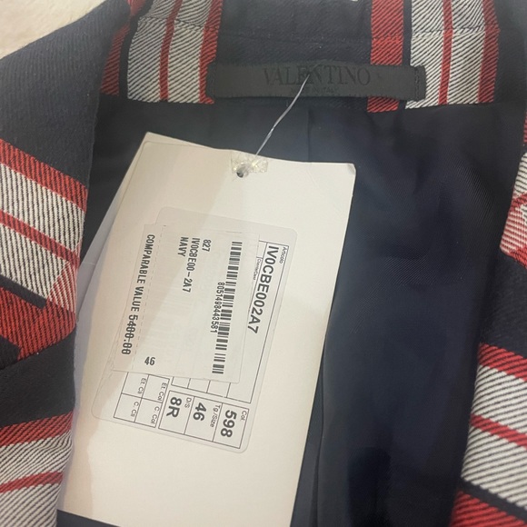 Valentino Mens Check Navy Blazer Sz 46 Italian 36 US - Picture 7 of 10